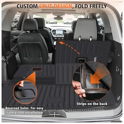 All Weather Car Floor Mats Cargo Liner with Backrest Mat for 2021-2025 Jeep Grand Cherokee L (Only 6-Seats w/o Center Console), TPE Rubber Liners Full Set for Jeep Grand Cherokee Accessories - size: Floor Mats for 2021-2025 Grand Cherokee L