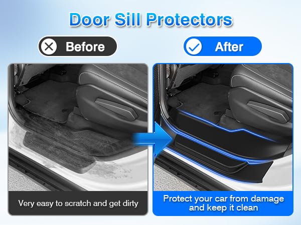 Floor Mats for Jeep Grand Cherokee L (6-Seater Without 2nd Row Center Console) 2021-2025 2026, All Weather Cargo Liner & Door Sill Guards for Grand Cherokee L Accessories, Car Accessories - size: 2)Jeep Grand Cherokee L【21-26】Full set