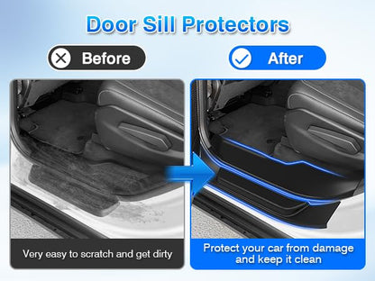 Floor Mats for Jeep Grand Cherokee L (6-Seater Without 2nd Row Center Console) 2021-2025 2026, All Weather Cargo Liner & Door Sill Guards for Grand Cherokee L Accessories, Car Accessories - size: 2)Jeep Grand Cherokee L【21-26】Full set