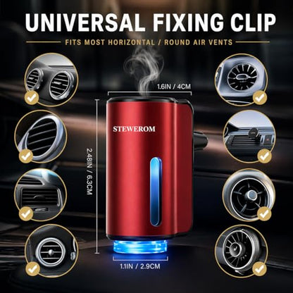 Car Air Freshener - Smart Adjustable 3-Speed Intensity, Rechargeable Humidifier Car Essential Oil Diffuser - Comes with 8 Bottles of 10ml Perfume (Red) - color: Red