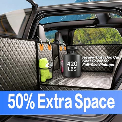 Back Seat Extender for Dogs,Hard Bottom Dog Car Seat Cover for Back Seat,Waterproof Dog Hammock with Door Protection, Anti-Scratch Pet Back Seat Cover for Car, SUV, Truck, Holds 420lbs, Black - size: Door Mounted