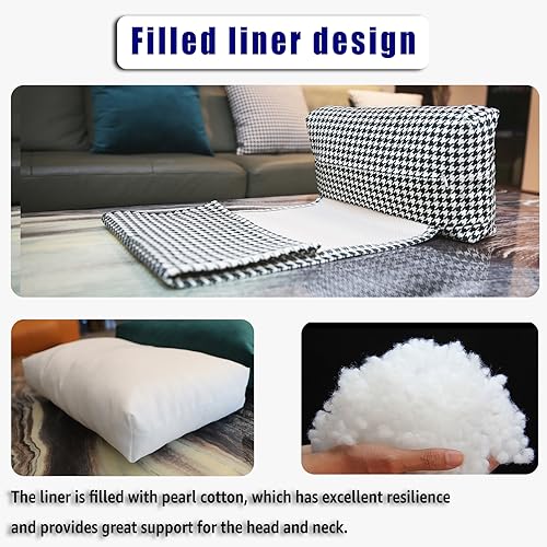 Non-Slip Head Pillow for Recliners - Neck Support Cushion with Velvet Cover for Pain Relief at Home, Office and Travel (Houndstooth) - color: Houndstooth