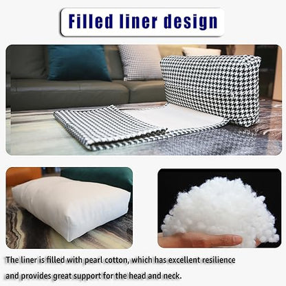Non-Slip Head Pillow for Recliners - Neck Support Cushion with Velvet Cover for Pain Relief at Home, Office and Travel (Houndstooth) - color: Houndstooth
