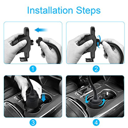 Car Cup Holder Phone Mount,Cup Holder Car Phone Holder Universal Adjustable Gooseneck Car Mount Cradle Compatible with iPhone 13/12/XS/X, Samsung Galaxy S20/S10,Huawei,OnePlus,etc. (Black)