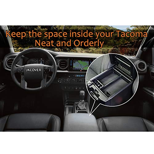 JKCOVER Center Console Accessory Organizer Compatible with Toyota Tacoma 2016 2017 2018 2019 2020 2021 2022 2023, ABS Material Box Insert Tray (Black trim) - color: black