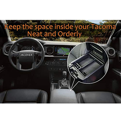 JKCOVER Center Console Accessory Organizer Compatible with Toyota Tacoma 2016 2017 2018 2019 2020 2021 2022 2023, ABS Material Box Insert Tray (Black trim) - color: black