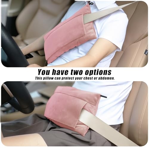 Super Soft Seatbelt Pillow, Seat Belt Pillow for Mastectomy Post-Surgery, Seat Belt Cushion for Heart Surgery Recovery, Hysterectomy Abdominal Incision Recovery Seatbelt (Pink, Large) - color: Pink