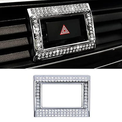 Bling Hazard Warning Button Cover Sticker Compatible with Honda 10th gen Honda Civic/Accord (2018-2022) Zinc Alloy Crystal Warning Light Decal - color: Warning Light Sticker