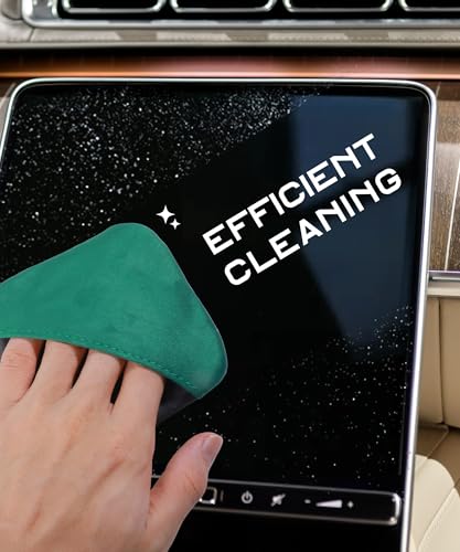 SCUARI Car Screen Cleaner,Touch Screen Cleaner for Car,Car Accessories Car Screen Wipes,Foldable Car Screen Cleaner Cloth,Square Microfiber Screen Cleaning Pad,Fits Car Dashboard LCD Display (Green) - color: Green