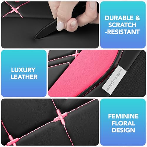Road Comforts Seat Covers, Premium Leather Car Seat Covers Front Seat for Women Girls,Airbag Compatible, Automotive Seat Covers Universal Fit Most Cars,Vans,Truck,SUV - color: Hot Pink Front