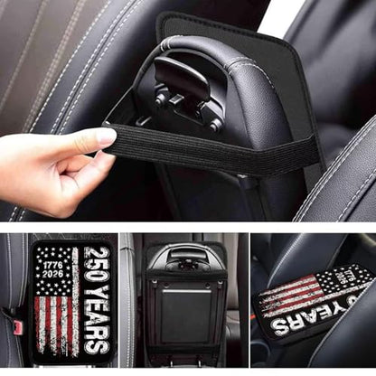 Dreaweet 250 Years American Flag Car Center Console Cover Patriotic Car Accessories Arm Rest Cover Middle Console Cushion Pad Anti-Scratch Universal Armrest Storage Box Mat - color: 250 Years American Flag