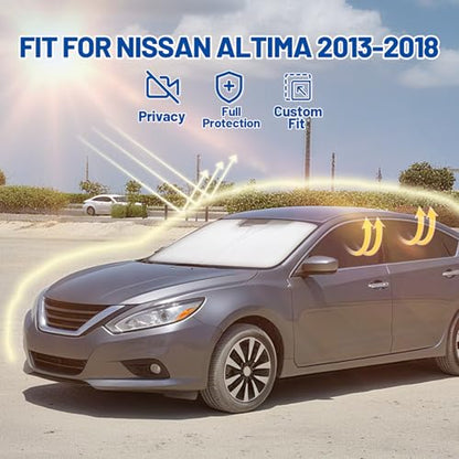 Car Window Shades Intended for Nissan Altima 2013-2018, Privacy Window Covers 8PCS for Side, Rear & Windshield, Car Shield Sunshade for Privacy Protection, Heat Blocking, Camping and Parking - size: for Nissan Altima 2013-2018