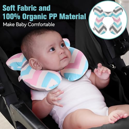 KAKIBLIN Baby Head Pillow,Support Pillow, Baby Travel Pillow for Head and Neck, Babies Neck Pillows for Car Seat, Stroller, Pushchair,Travel(Wave) - color: Wave