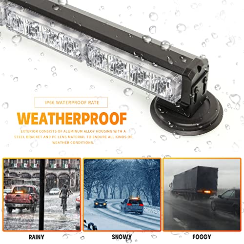 14" Red/White/Blue Battery Powered Police Firefighter Emergency Strobe Lights Bar for Trucks/Vehicles Rechargeable Wireless Rooftop Mini Hazard Flashing LED Beacon Warning Light w/Magnetic Base - color: #04 Red/White/Blue, size: 14 inchs
