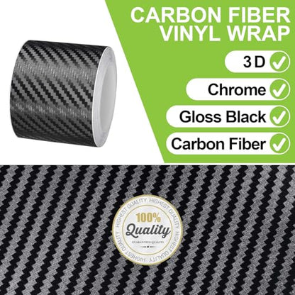Spurtar Carbon Fiber Wrap Black Vinyl Wrap for Cars, 2 Inch x 20 ft Universal Chrome Delete Dry Carbon Fiber Tape Car Door Edge Guards Vehicle Detailing Tape Overlay Vehicle Exterior Accessories - size: 2 Inch x 20 ft