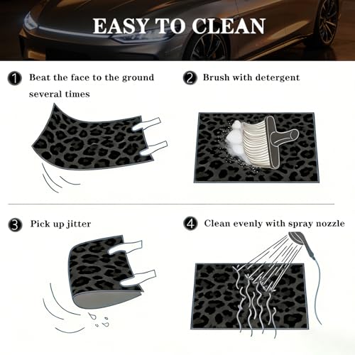 Universal Car Trunk Mat 29" x 39", Black Leopard Print All Weather Durable Cargo Mat Protector for SUV, Truck, Van | Stylish Cargo Liner Cover Leopard Print Car Accessories - color: Black Leopard Print