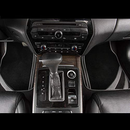 CAR PASS Carpet Car Floor Mats, Edge Leather Waterproof Car Mats with Double Stitch Line and Anti-Slip Backing Design, Fit 95% Automotive,SUVS,Sedan,Vans (Black and Gray) - color: Black and Gray