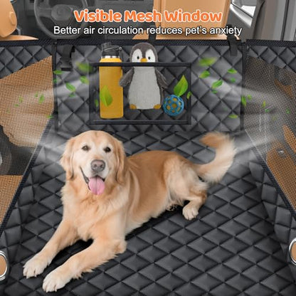 URPOWER Hard Bottom Dog Car Seat for Large Medium Dogs, Dog Back Seat Extender with 3-Sided Hard Boards, Waterproof Pet Backseat Cover Dogs Hammock for Large Cars, Trucks and SUVs, Holds up to 200 lbs - color: Black