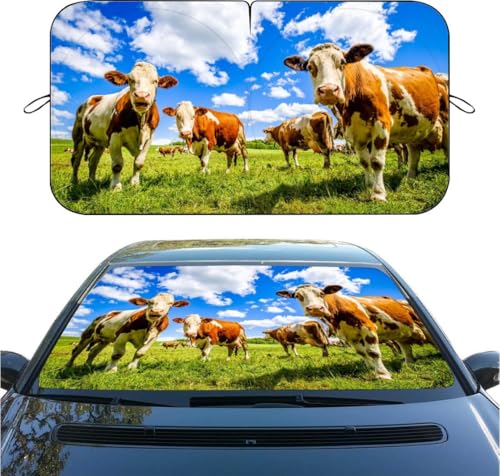 Funny Cow Car Windshield Sunshade, Foldable Front Window Sun Shade, UV Rays & Heat Blocking, Universal Fit for Sedan SUV Truck, 59" x 31.5" Automotive Interior Protector - color: color 2