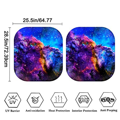 AFPANQZ Nebula Galaxy 2 Piece Car Windshield Sun Shade Visor Universal Fit Automotive Sunshade for New Car Keep Your Vehicle Cold Sun Blocks Large Heat UV Rays Reflector Women Men Purple - color: 1-Nebula Galaxy