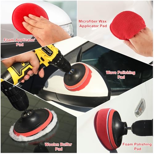 25Pcs Car Detailing Kit with Drill Brushes, Car Cleaning Kit for Interior Exterior, Wheel & Tire Brushes, Polishing Pads for Waxing, Auto Detailing Tools – Gift for Men Dad (25PCS) - size: 25PCS