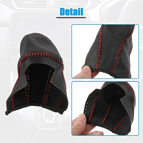 X AUTOHAUX Black Car Interior Faux Leather Gear Shifter Shift Knob Cover Transmission Shift Boot Lever for Honda CR-V 2017-2021 Red Stitches - color: Red