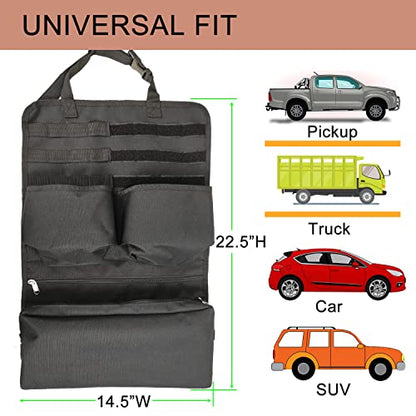 Buraku Vehicle Seat Back Organizer Car Fire Extinguisher Storage Road Travel Kids Toys Accessories Storage, Molle Panel Back Seat Cover for F150 Truck SUV Pickup
