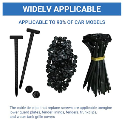 100PCS Nylon Universal Cable Tie Buckle Zip Ties – Push Mount Button Lock Clips, UV-Resistant Fasteners for Car Wire Harness, Garage, Electrical & Automotive Use