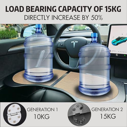Frins for Tesla Car Desk,Foldable Car Table for Laptop(PU Leather &Wood Grain),Tesla Model Y/3 Accessories Tray,Car Tray for Dining/Work/Study/Game/Makeup/Travel/Outdoor for Model Y/3/X &Most Vehicles