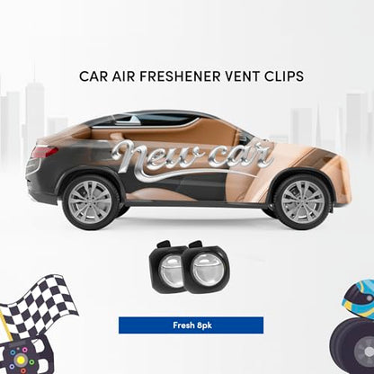 Car Air Freshener Vent Clips, 8 Pack, Provides Long-Lasting Scent, Up to 240 Days, Odor Eliminator (New Car Scent) - color: New Car