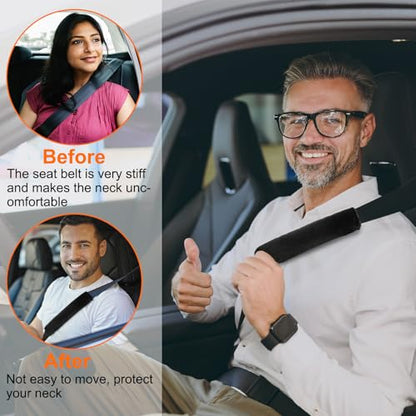 HARFINGTON 2pcs Car Seat Belt Pad Soft Fiber Seatbelt Shoulder Strap Covers Comfortable Driving Cushion Universal Car Accessories for Car, Black - color: Black