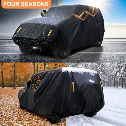 600D Waterproof Car Cover Custom Fit for Jeep Wrangler 2 Door (1987-2025) JL JK TJ YJ CJ, Outdoor Car Cover Waterproof All Weather for Automobiles Sun Rain Snow Protection with Door Zipper - size: Custom Fit Jeep Wrangler 2 Door