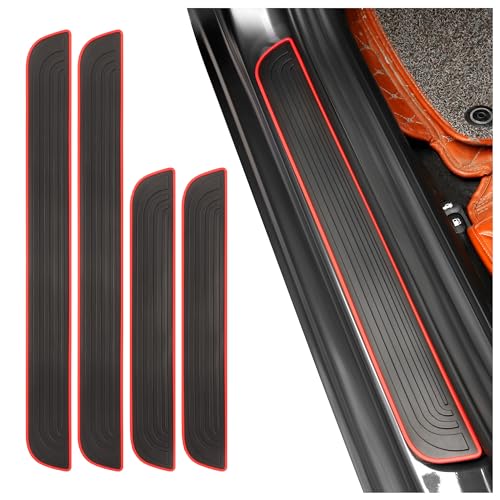 4PCS Car Door Sill Protector,Anti-Scratch & Waterproof Car Door Sills Scratch Protection,Universal Car Exterior Accessories Automotive Door Entry Guard for Car,Truck,SUV (Black Red, Width 2.36") - color: ['Black Red'], size: Width 2.36"