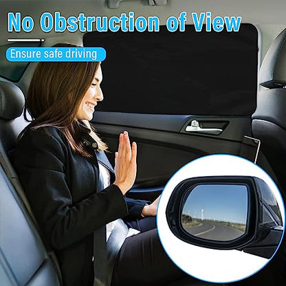 Kewucn Car Window Sun Shade, 2PCS Auto Front and Rear Windshield Curtains with Magnetic, UV Rays Protection&Sun Heat Block Car Window Covers, Universal Privacy Sunshades for Cars (Black-Back Window) - color: Black-Back Window