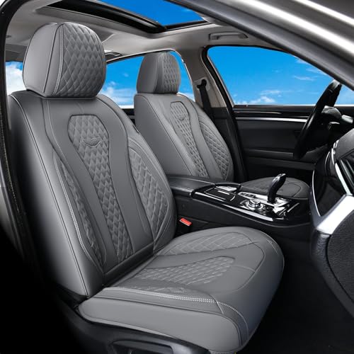 Coverado Seat Covers, Car Seat Covers Front Seats, Gray Car Seat Cover, Waterproof Car Seat Covers, Car Seat Cushion, Front Car Seat Covers Leatherette Car Seat Protector Universal Fit Most Cars - color: Gray-N, size: FrontPair
