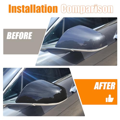 Side Mirror Cover Compatible with Tesla Model X 2017-2020, Mirror Cover Cap Trim (Carbon Fiber Style) - color: Carbon Fiber