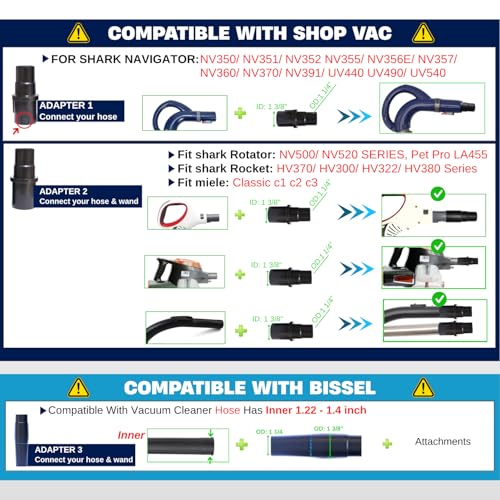 Universal Vacuum Attachments Hardfloor Brush and Replacement Accessories for Vacuum Cleaners - Horsehair Hardwood Floor Attachments and Vacuum Hose Adapter Kit - Vacuum Attachments for Car Detailing