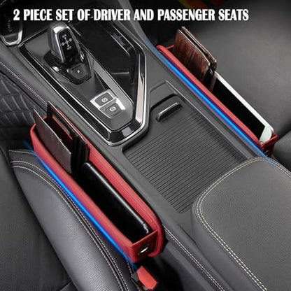 Universal Fit Premium Leather Car Seat Gap Filler Organizer, Center Console Organizer for Car SUV Truck（Burgundy, 1 Pack） - color: Burgundy，1 Pack