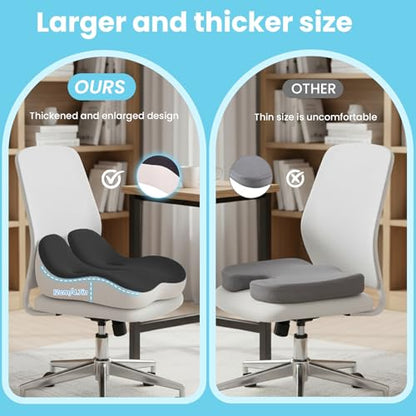 Seat Cushion,Office Chair Memory Cushion, Ergonomic Design, Relieve Sciatica and Long-Term Sitting Pain, Suitable for desks, car Seats, Games, wheelchairs - color: Black