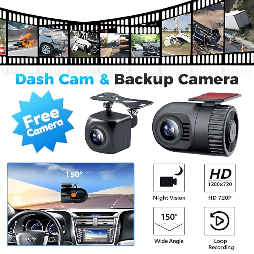 SJoyBring Upgrade Wireless Double Din Car Stereo with Apple Carplay, Android Auto, Dash Cam, Bluetooth, 4-Channel RCA, 2 Subwoofer Ports, 7" HD Capacitive Touchscreen Car Radio, 60W*4, Backup Camera - color: Black Wireless Car Stereo with Dash Cam