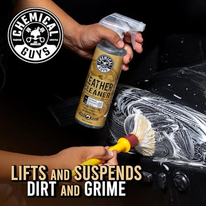 Chemical Guys Leather Cleaner and Conditioner Kit - 2 Bottles (4 oz Each), Car Cleaner and Conditioner, Safely Cleans & Conditions Leather Car Interiors, Furniture, Shoes, Boots, Bags, Apparel & More - style: 4 Fl Oz KIT