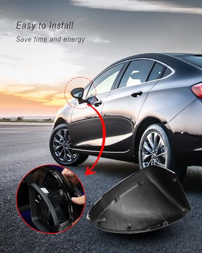 Left Driver Side View Mirror Cover Cap Trim Shell Fits for Chevrolet Chevy Cruze 2017 2018 2019, ABS Side Mirror Cap Replacement - size: Left Driver Side