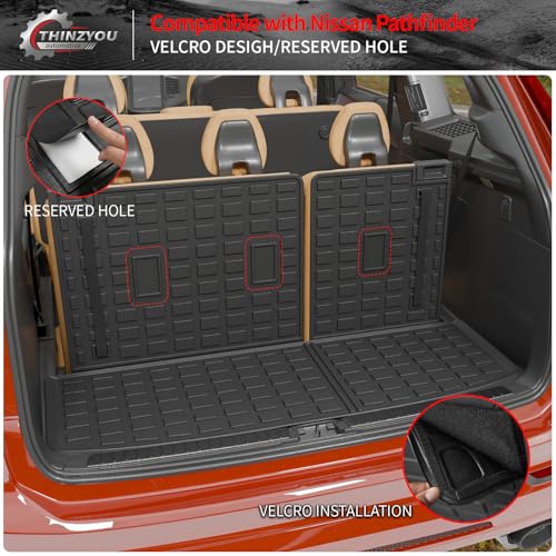 Cargo Mat Compatible with 2022-2025 2026 Nissan Pathfinder Trunk Mat Cargo Liner TPE All Weather Trunk Liner 2024 Pathfinder Accessories (Trunk Mat with Backrest Mat) - style: For Nissan Pathfinder | 2022-2026