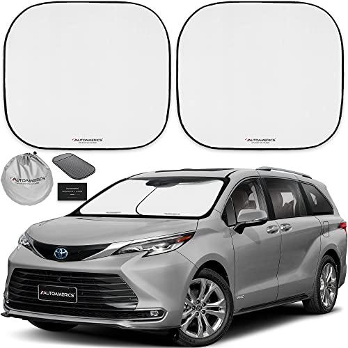 Autoamerics Windshield Sun Shade 2-Piece Foldable Car Front Window Sunshade for Full Size SUV Truck Tesla - Auto Sun Blocker Visor Protector Blocks Max UV Rays and Keeps Your Vehicle Cool - Large Fit - color: STANDARD SILVER, size: MAX (LARGE)