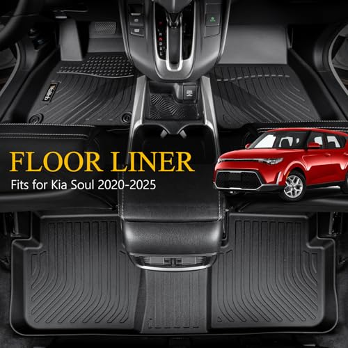Wailtnb-Floor Mats & Cargo Mat Custom for Kia Soul 2024-2020 All Weather Mat Protection Waterproof Non-Slip Durable Floor Liners Full Set Soul Accessories Black - style: 15|For Soul|2020-2026|Set