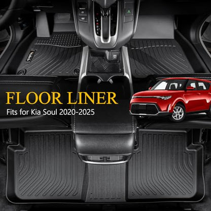 Wailtnb-Floor Mats & Cargo Mat Custom for Kia Soul 2024-2020 All Weather Mat Protection Waterproof Non-Slip Durable Floor Liners Full Set Soul Accessories Black - style: 15|For Soul|2020-2026|Set