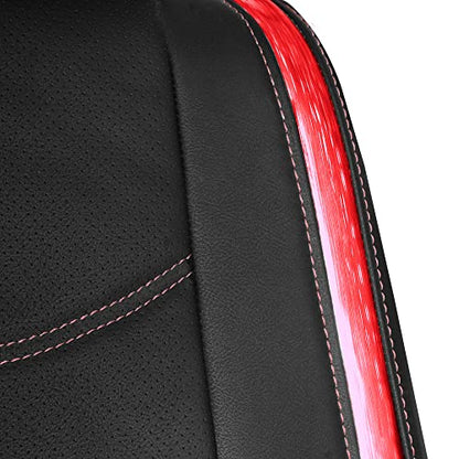 FH Group Full Set Faux Leather Car Seat Covers - Universal Fit, Low Back Front Seat Covers, Airbag Compatible, Split Bench Rear, Seat Cover for SUV, Sedan, Red - color: Red, style: Seat Covers
