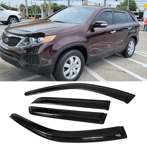 Original Side Window Wind Deflector, 4pcs Out-Channel Tape-On Nice Rain Guards Set, Window Visor fit for 2011-2015 Kia Sorento 94187 - size: 2011-2015 Kia Sorento