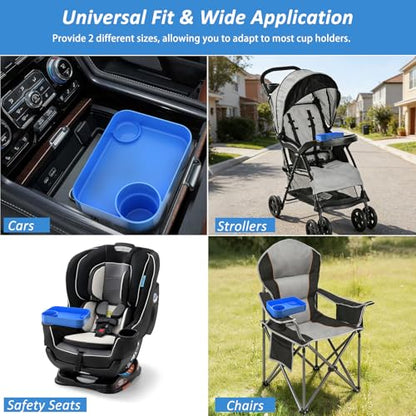 Car Seat Snack Tray for Toddlers, Reduces Mess Square Travel Tray Cup Holder Snack Tray, Durable Car Food Tray for Kids, Universal Fit Kids Travel Road Trip Essentials (Blue) - color: Blue