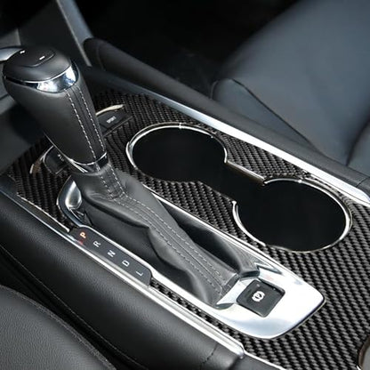 Black Carbon Fiber Compatible with Chevrolet/Chevy Malibu 2016 2017 2018 2019 2020 2021 2022 2023 2024 2025 Accessories Car Gear Shift Control Anti-Scratch Panel Cover Interior Trim Decal -C - color: Gear Shift Panel -C